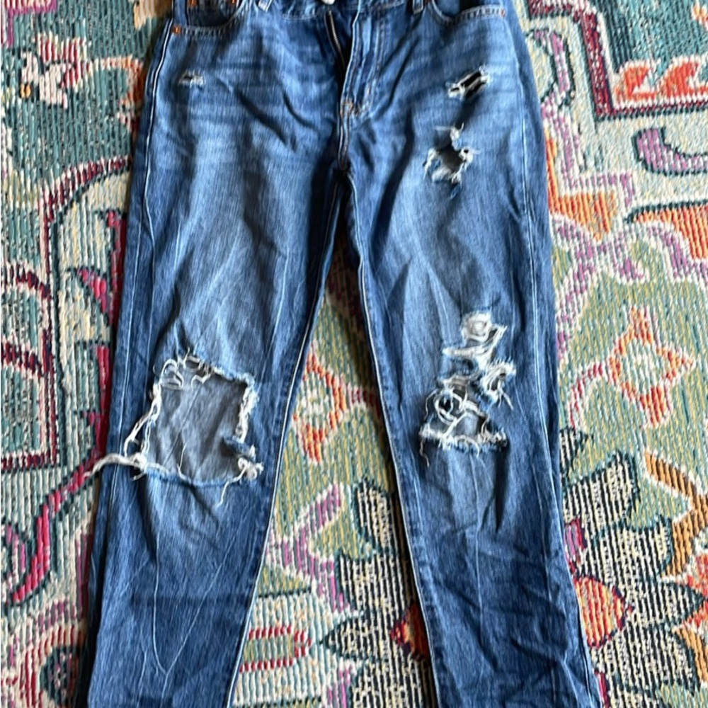 Distressed Blue Jeans